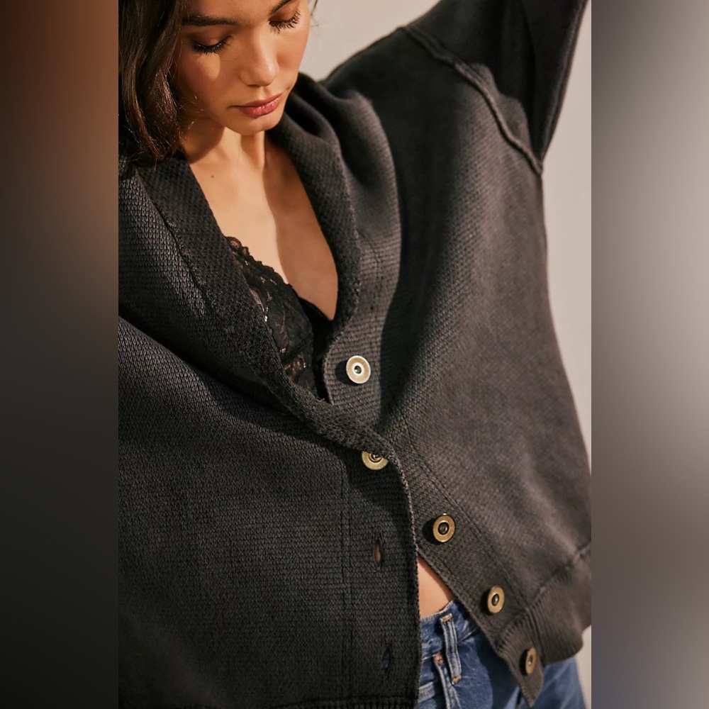 Free People Chamomile Cardigan Washed Black